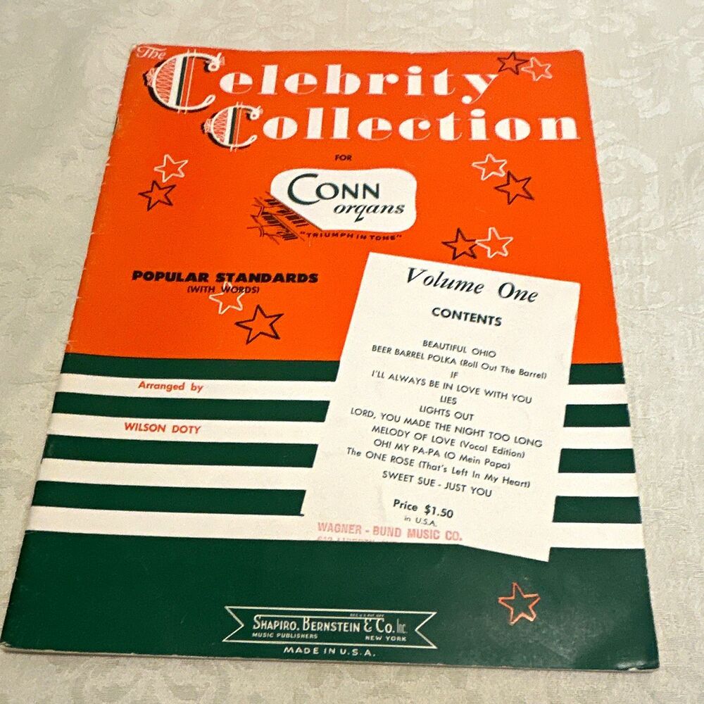 Vintage Celebrity Collection for Conn Organs Vol 1 Wilson Doty Sheet Music Book